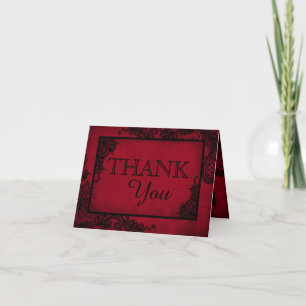 Carte De Remerciements Dentelle noire remerciement gothique moderne rouge