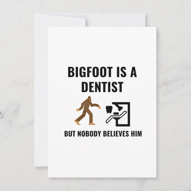 CARTE DE REMERCIEMENTS DENTISTE BIGFOOT (Devant)