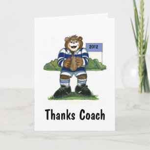 Carte de remerciements d'entraîneur, ours de rugby