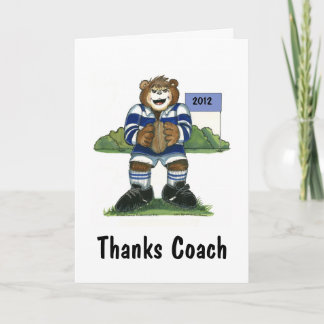 Carte de remerciements d'entraîneur, ours de rugby