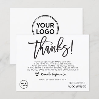 Carte de remerciements d'entreprise/emballage