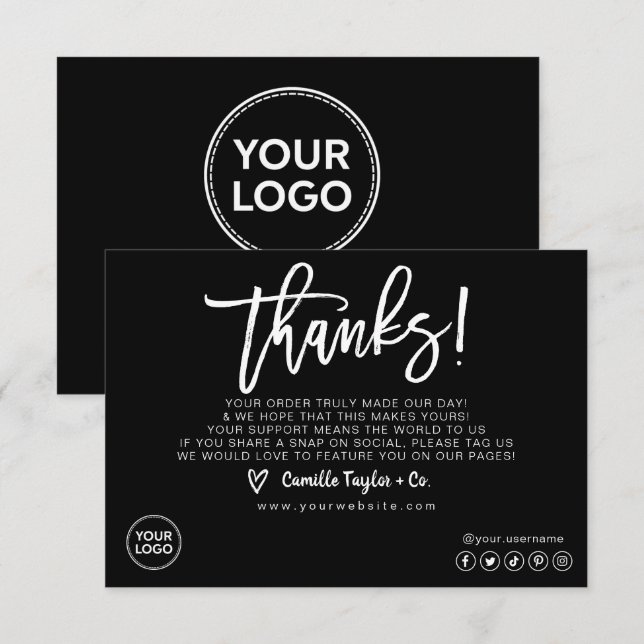 Carte de remerciements d'entreprise/emballage (Devant / Derrière)