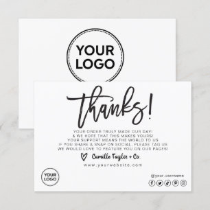 Carte de remerciements d'entreprise/emballage