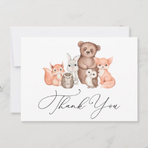 Carte de remerciements des animaux de bébé en bois