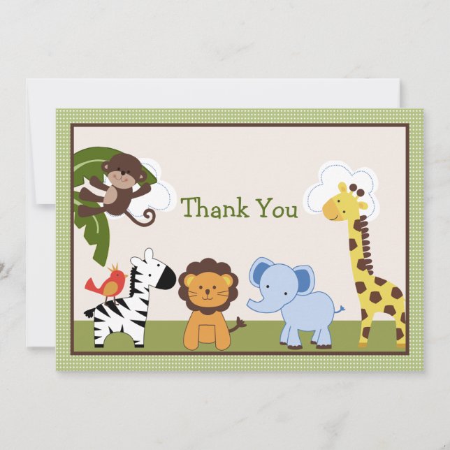 Carte de remerciements des animaux de la jungle (Devant)