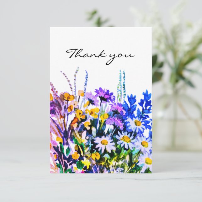 Carte de remerciements des fleurs d'été sauvages (Debout devant)