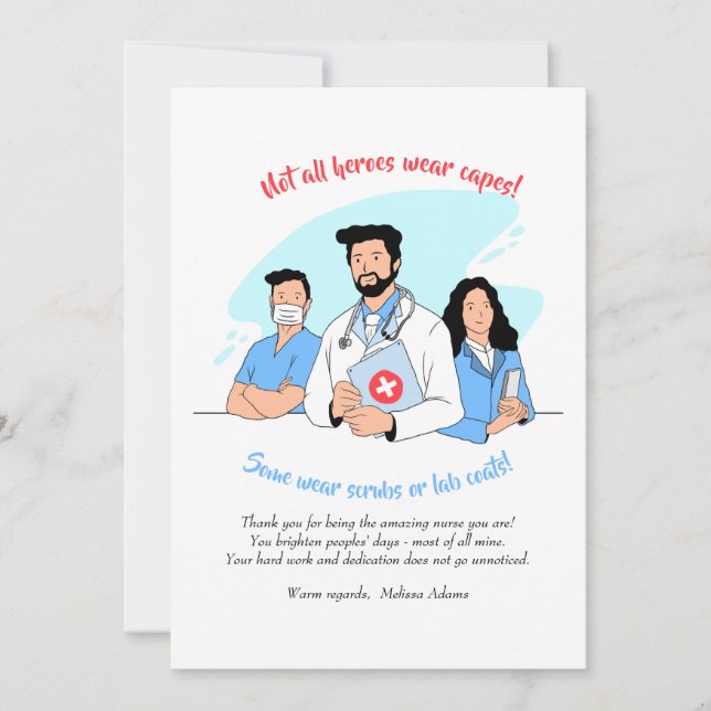 Carte de remerciements des héros Médicales (Devant)