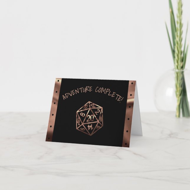 Carte De Remerciements Dés RPG | Imaginaire cuivre Tabletop Gamer Photo (Devant)