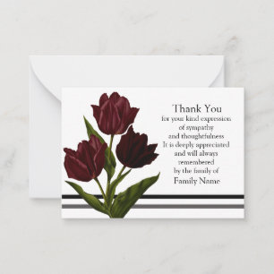 Carte de remerciements des Tulipes rouges profonde