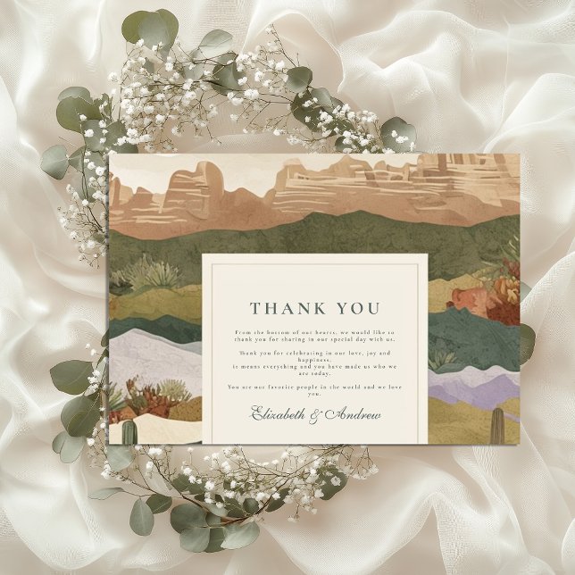 Carte De Remerciements Désert du Sud-Ouest Cactus Mariage Paysage (Créateur téléchargé)