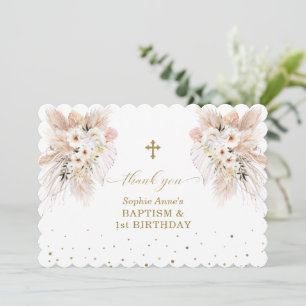Carte De Remerciements Désert Roses Blanches Fille 1er Anniversaire Baptê
