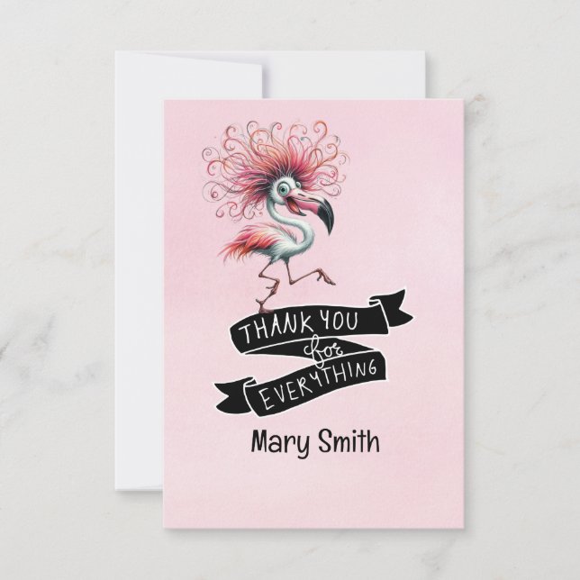 Carte De Remerciements Design drôle de flamant rose pour fête (Devant)
