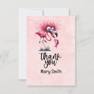 Carte De Remerciements Design drôle de flamant rose pour soirée