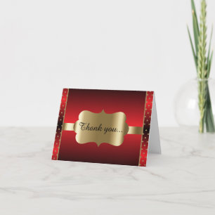 Carte De Remerciements Design élégant de points rouge et or   Do-it-yours