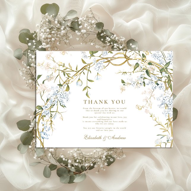 Carte De Remerciements Design Mariage floral romantique (Créateur téléchargé)