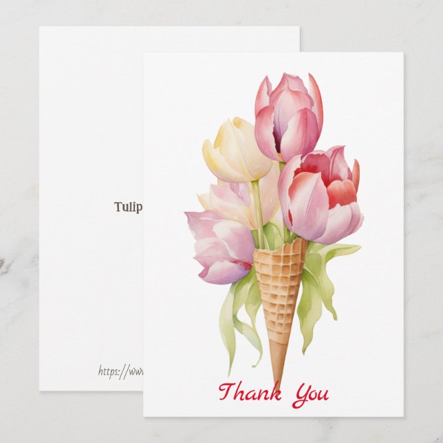 Carte De Remerciements dessert aux fleurs de Tulip (Devant / Derrière)