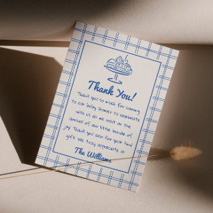 Carte De Remerciements Dessin Blue Silly Goose En vichy Baby shower garço