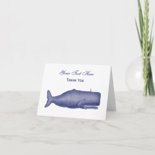 Carte De Remerciements Dessin de baleine vintage du 19e siècle N