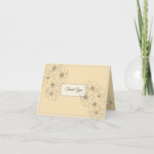 Carte De Remerciements Dessin de fleurs à la ligne au crayon élégant reme