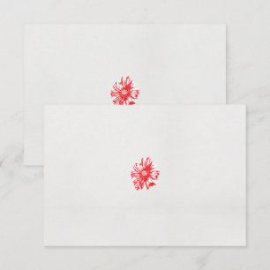 Carte De Remerciements dessin d'une fleur rouge sur un arrière - plan bla