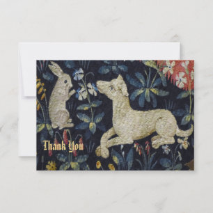 Carte De Remerciements Détail de la tapisserie de lapin et de chien