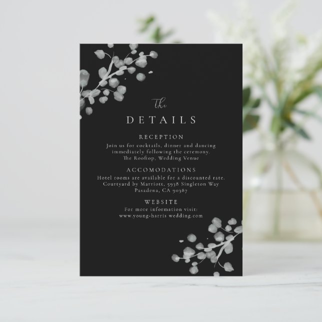 Carte De Remerciements Détails de laque noire (Debout devant)