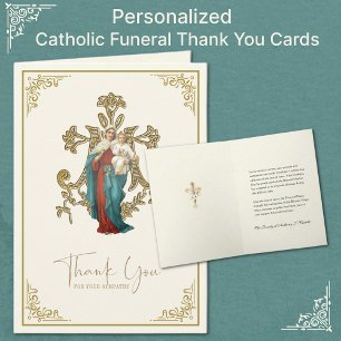Carte De Remerciements Deuil Funéraire Catholique Jésus Marie