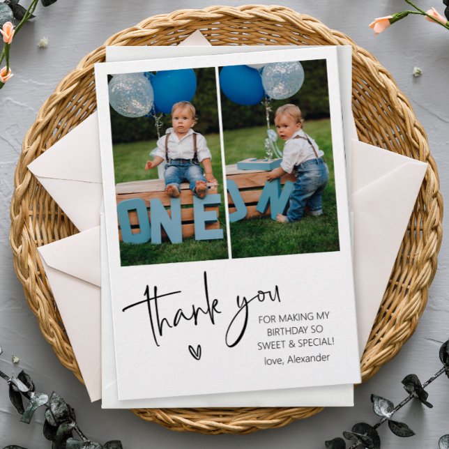 Carte De Remerciements Deux Anniversaires de enfants photo (Créateur téléchargé)