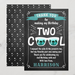 Carte De Remerciements Deux Cool Chalkboard Boys 2e anniversaire