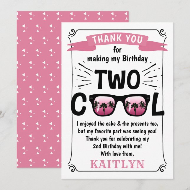 Carte De Remerciements Deux filles Cool 2e anniversaire (Devant / Derrière)