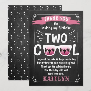 Carte De Remerciements Deux filles Cool en tableau noir 2e anniversaire