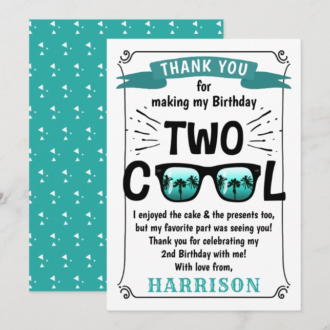 Carte De Remerciements Deux garçons cool 2e anniversaire (Devant / Derrière)