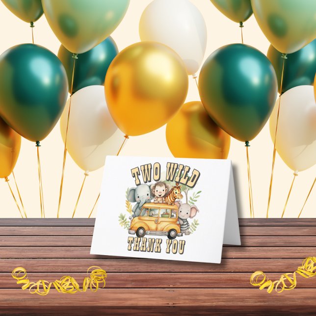 Carte De Remerciements Deux garçons sauvages anniversaire animaux safari (Créateur téléchargé)