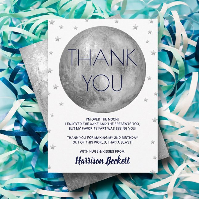 Carte De Remerciements Deux La Lune 2e Anniversaire (Créateur téléchargé)