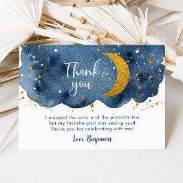 Carte De Remerciements Deux la Lune Marine Gold Galaxy Anniversaire