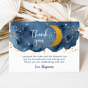 Carte De Remerciements Deux la Lune Marine Gold Galaxy Anniversaire