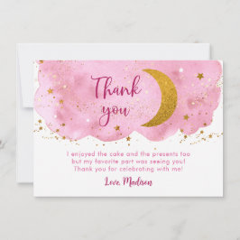 Carte De Remerciements Deux lune rose or Galaxy Anniversaire