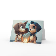 Deux mignons petits chiots célébrant un anniversai