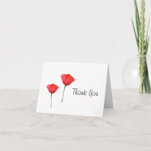 Carte De Remerciements Deux pépites d'aquarelle rouge (Devant)