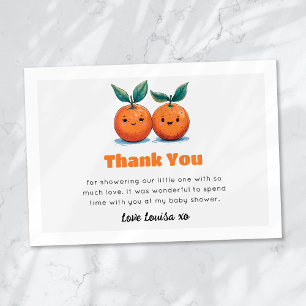 Carte De Remerciements Deux petites cuties Orange Twin Baby shower