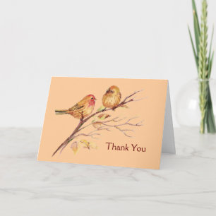 Carte De Remerciements Deux Petits Moineaux Brun Pêche Nature Rustique
