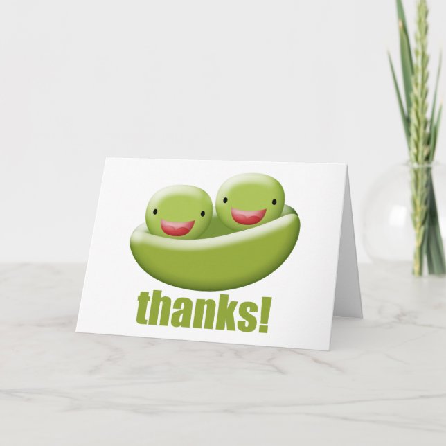 Carte De Remerciements Deux Pois Dans Un Pois Remercient (Devant)