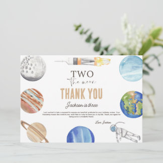 Carte De Remerciements Deux vers la Lune | Décor pour le 2e anniversaire 