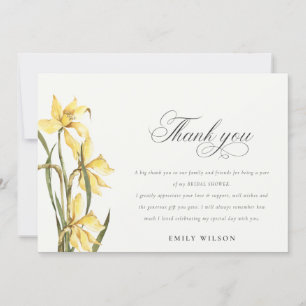 Carte De Remerciements Déversoir de Mariage Floral Aquarelle Narcisse Jau