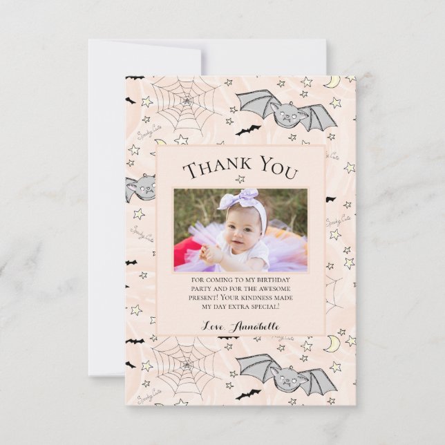 Carte de remerciements d'Halloween de chauve-souri (Devant)