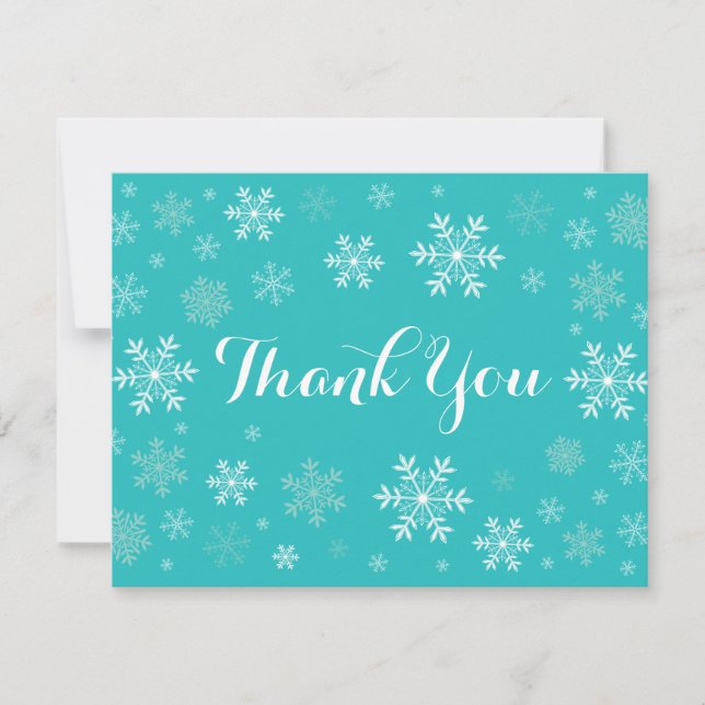 Carte de remerciements d'hiver Aqua Snowflakes (Devant)