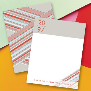 Carte De Remerciements Diagonale Rouge Ruban Pin Stripes Preppy Graduatio