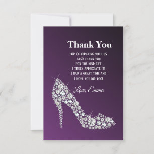 Carte De Remerciements diamant talons hauts parties scintillant élégant m