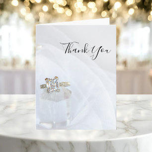 Carte De Remerciements Diamond Ring and Pillar Crystal Wedding Thank You