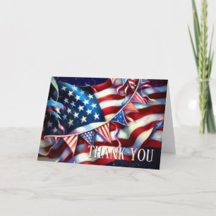 Carte De Remerciements Dieu Béni Amérique Patriotique USA Drapeau Bunting